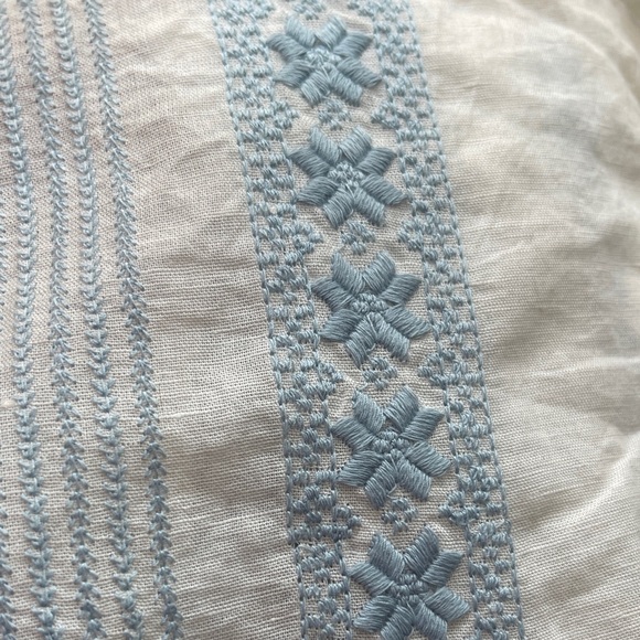 Tory Burch Light Blue and White Striped Midi Dress - Picture 16 of 16